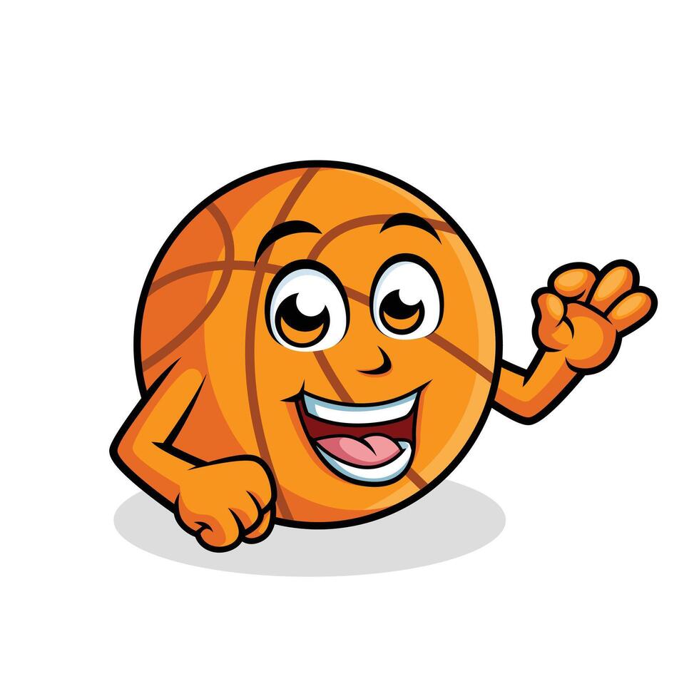 Basketball Cartoon Character Showing Ok Sign Happy Mascot Vector illustration Clipart
