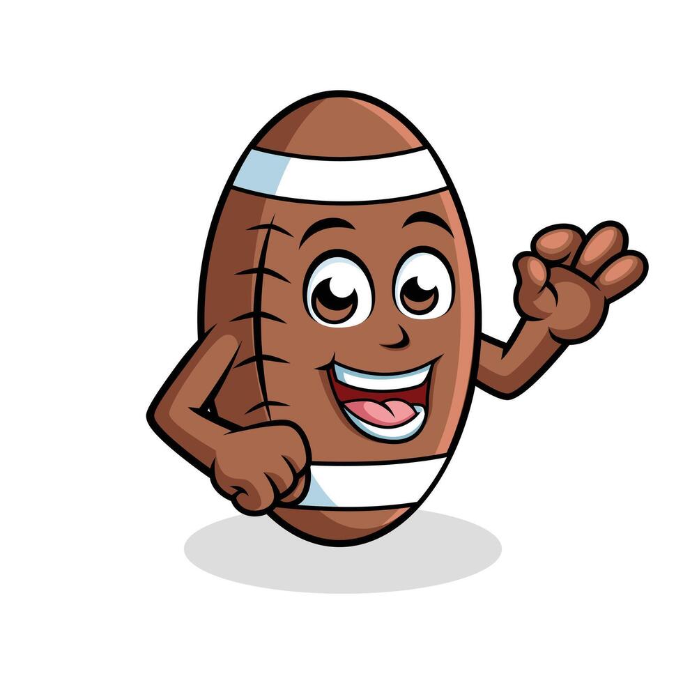 Rugby Ball Cartoon Character Showing Ok Sign Happy Mascot Vector illustration Clipart