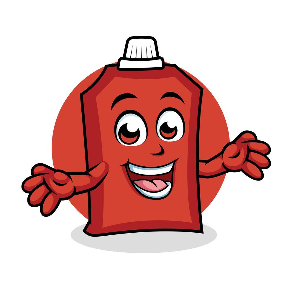 Ketchup Cartoon Character Surprising Pose Happy Mascot Vector Illustration Clipart