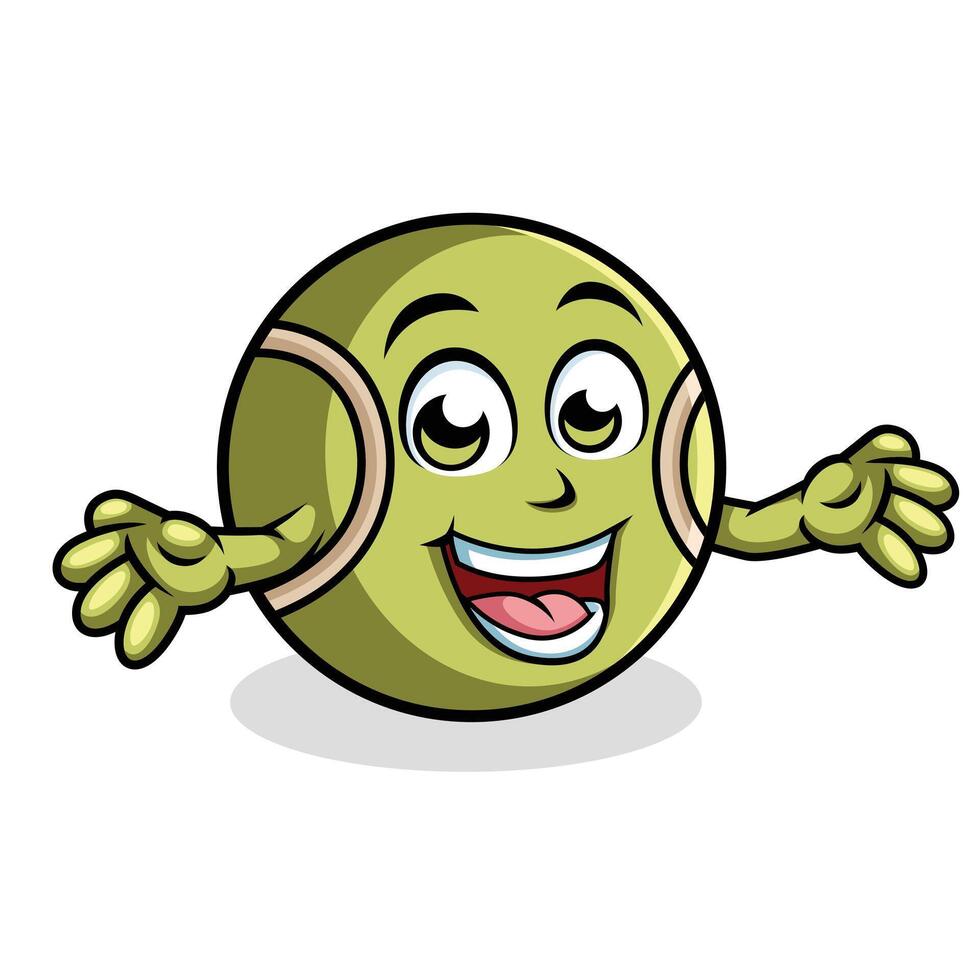Cricket Ball Cartoon Character Surprising Pose Happy Mascot Vector Illustration Clipart