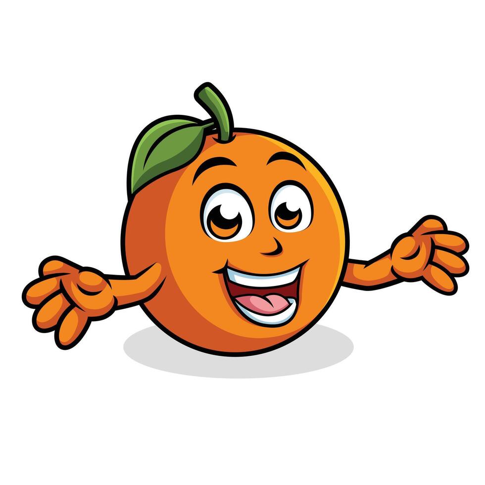 naranja dibujos animados personaje sorprendente actitud contento mascota vector ilustración clipart