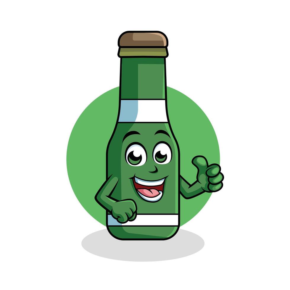 Beer Cartoon Character Giving Thumb up Happy Mascot Vector Illustration