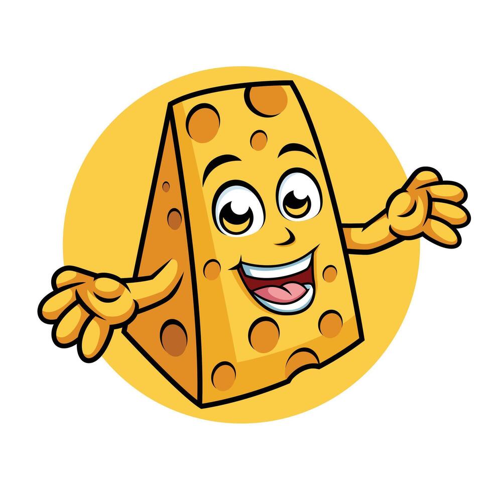 Cheese Cartoon Character Surprising Pose Happy Mascot Vector Illustration Clipart