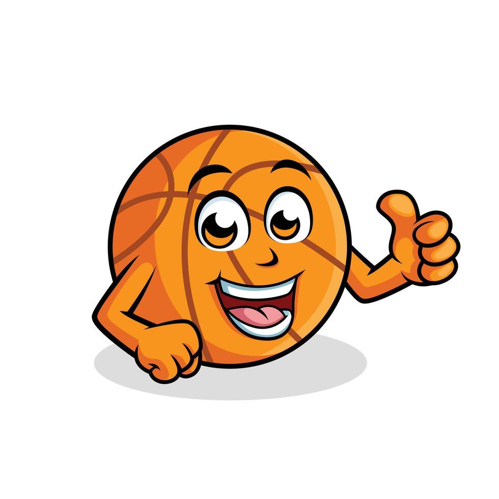 Basketball Cartoon Character Giving Thumb up Happy Mascot Vector Illustration