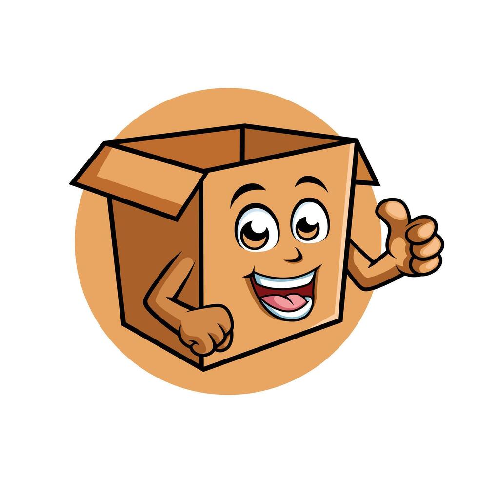 cartulina caja dibujos animados personaje dando pulgar arriba contento mascota vector ilustración