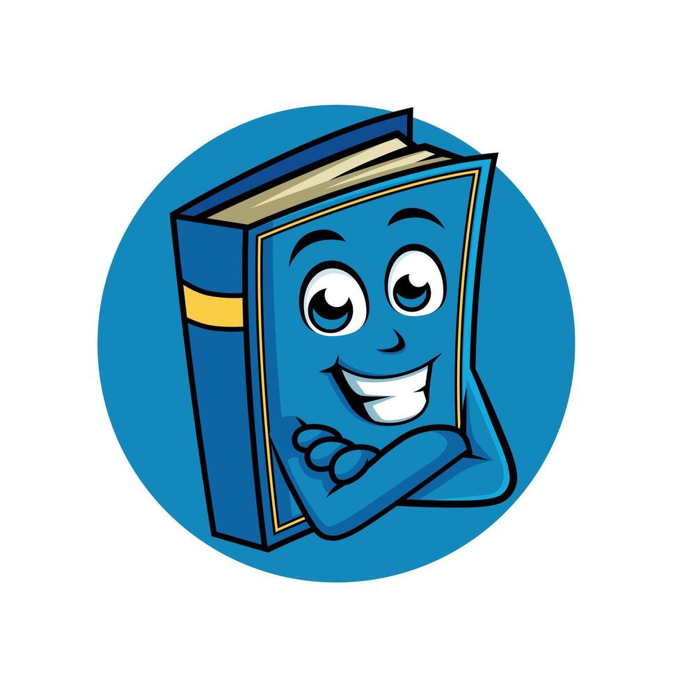 Book Cartoon Character Cross arm Happy Mascot Vector Illustration Clipart
