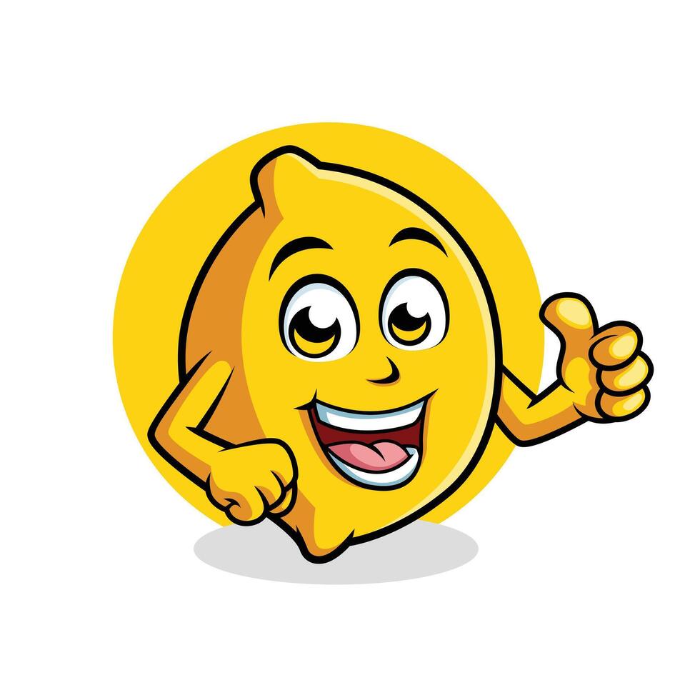 Lemon Cartoon Character Giving Thumb up Happy Mascot Vector Illustration