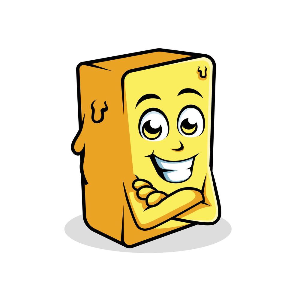 Butter Cartoon Character Cross arm Happy Mascot Vector Illustration Clipart