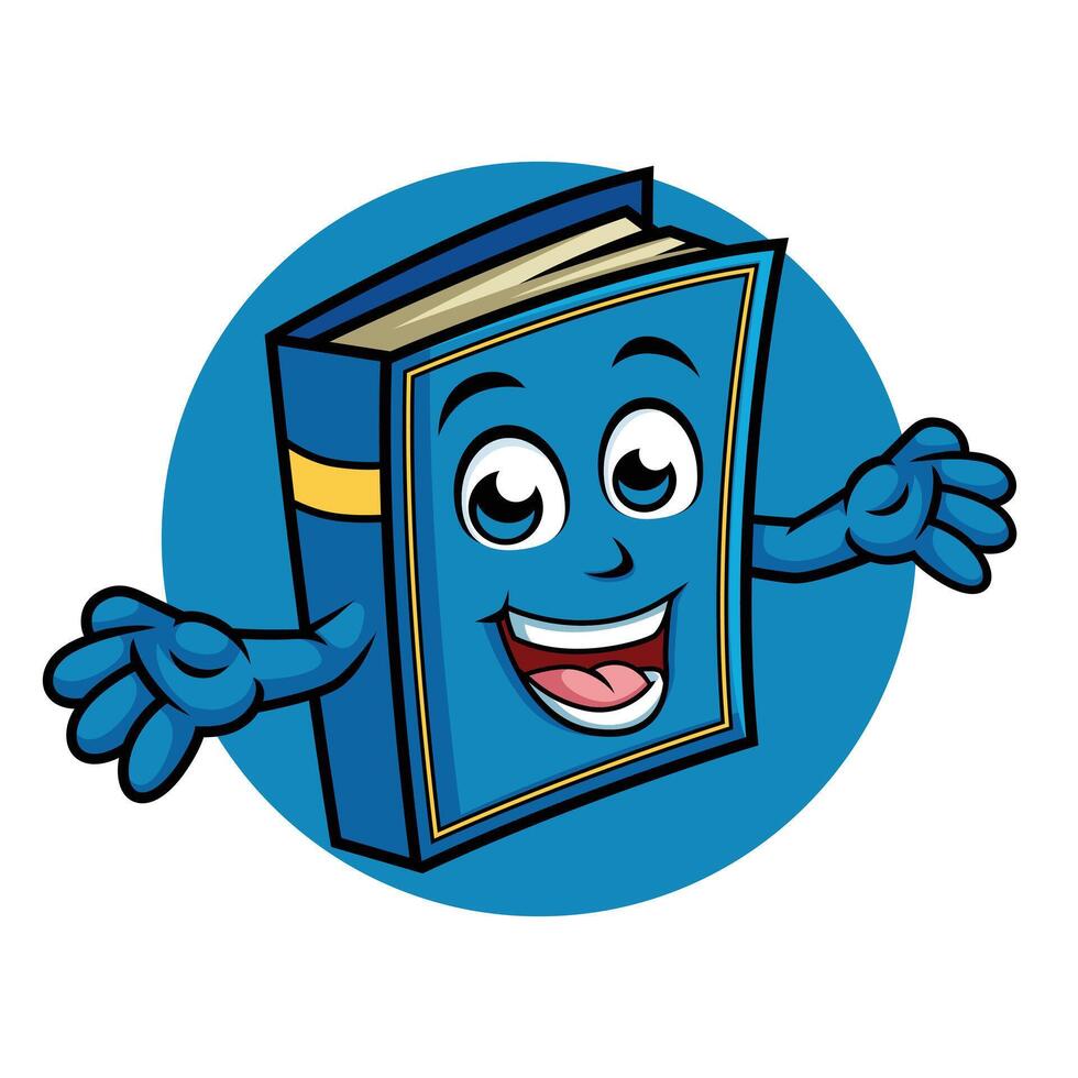 Book Cartoon Character Surprising Pose Happy Mascot Vector Illustration Clipart