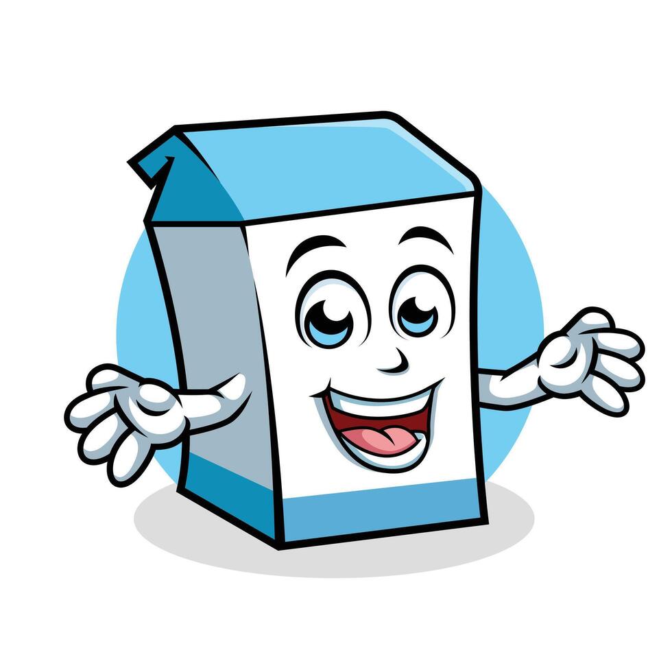 Milk Packet Cartoon Character Surprising Pose Happy Mascot Vector Illustration Clipart