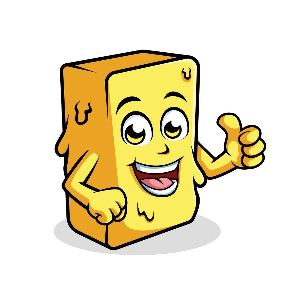 Butter Cartoon Character Giving Thumb up Happy Mascot Vector Illustration