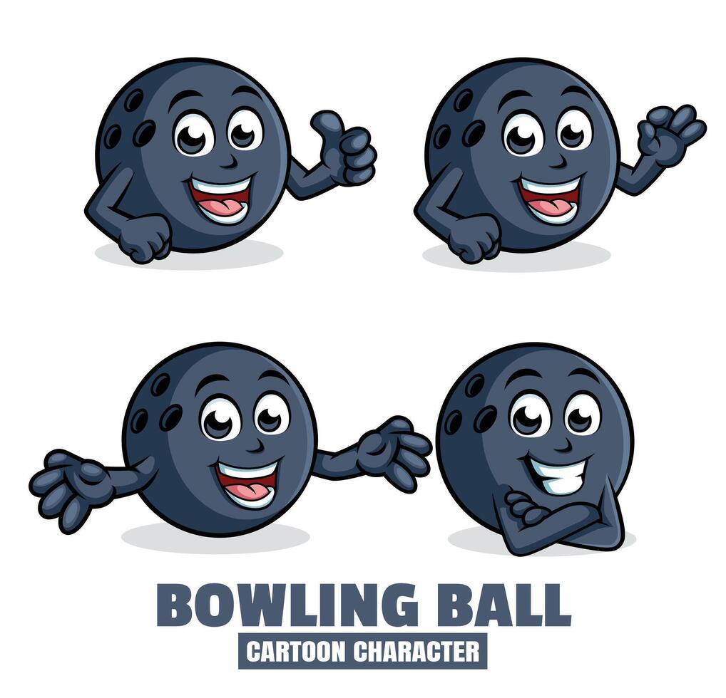 Pinball Cartoon mascot character vector illustration set in differnt poses, thumb up, ok, surprise