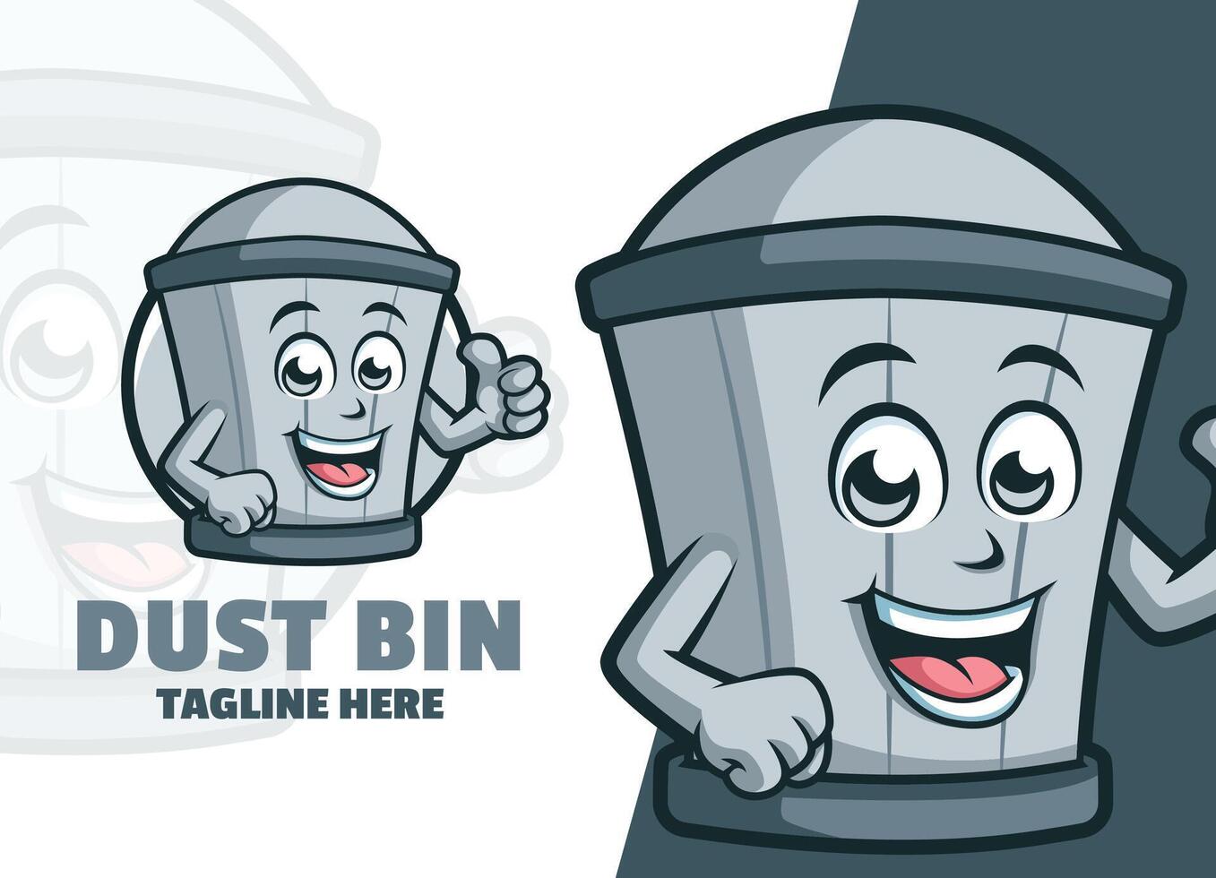 Cute Dustbin Cartoon character mascot logo Giving Thumb up vector illustration