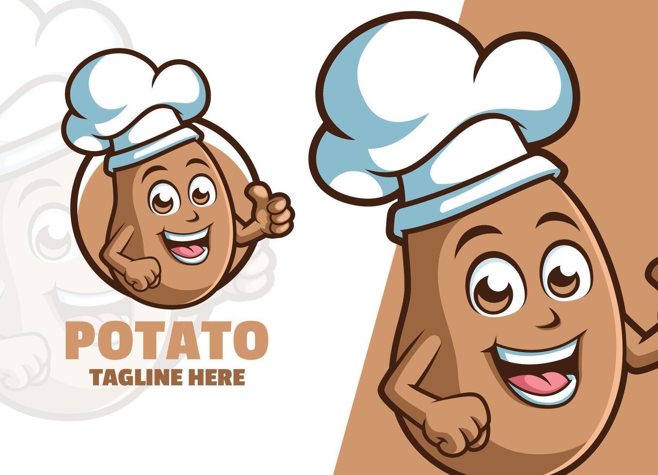 Cute Potato Cartoon character mascot logo Giving Thumb up vector illustration