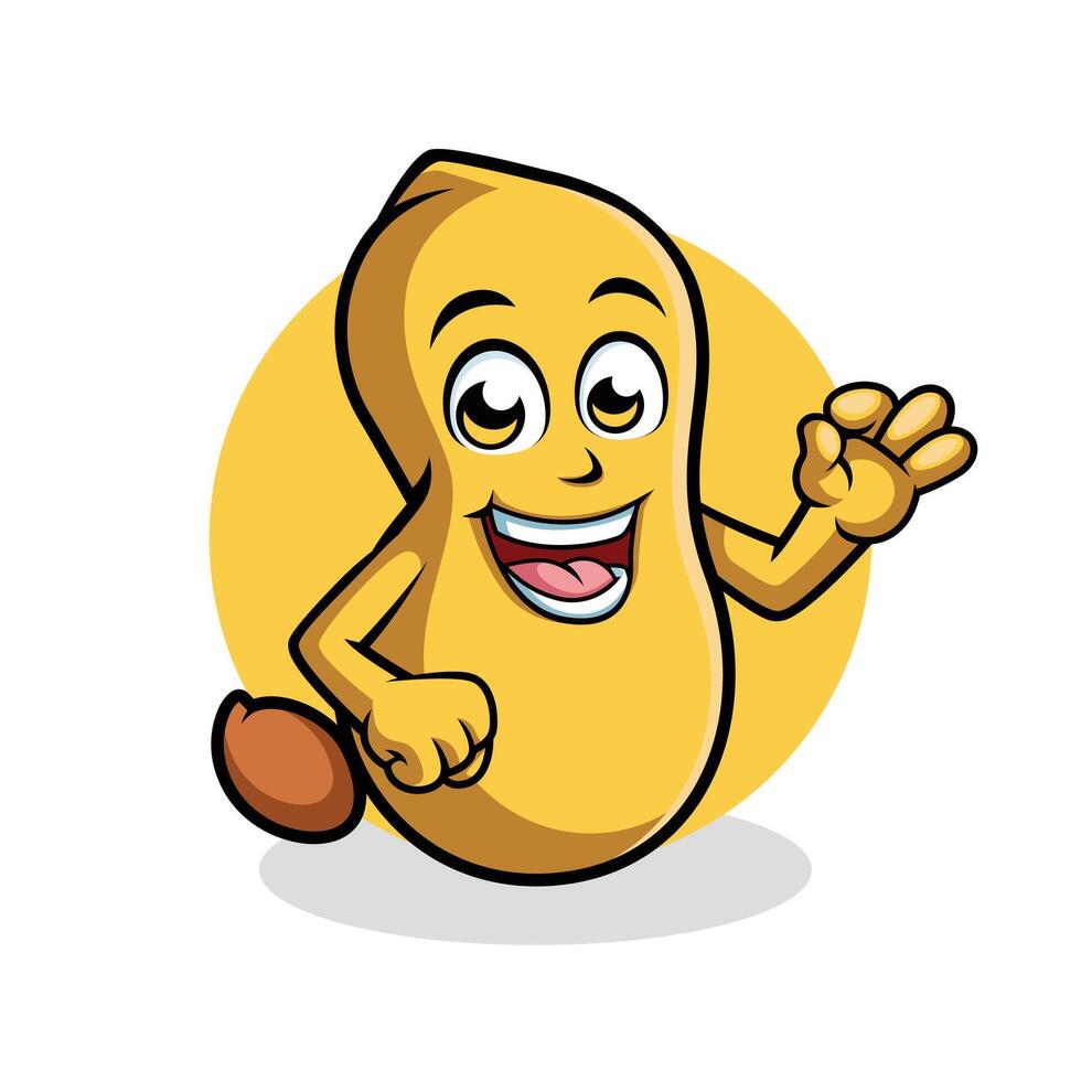 Peanut Cartoon Character Showing Ok Sign Happy Mascot Vector illustration Clipart