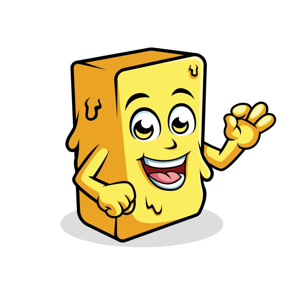 Butter Cartoon Character Showing Ok Sign Happy Mascot Vector illustration Clipart
