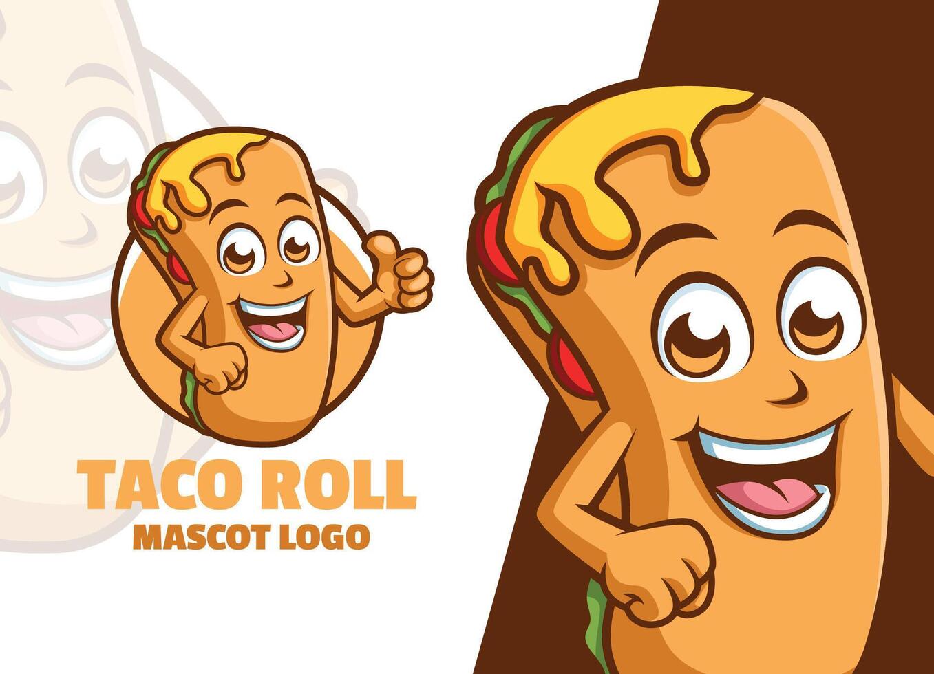 linda taco rodar dibujos animados personaje mascota logo dando pulgar arriba vector ilustración