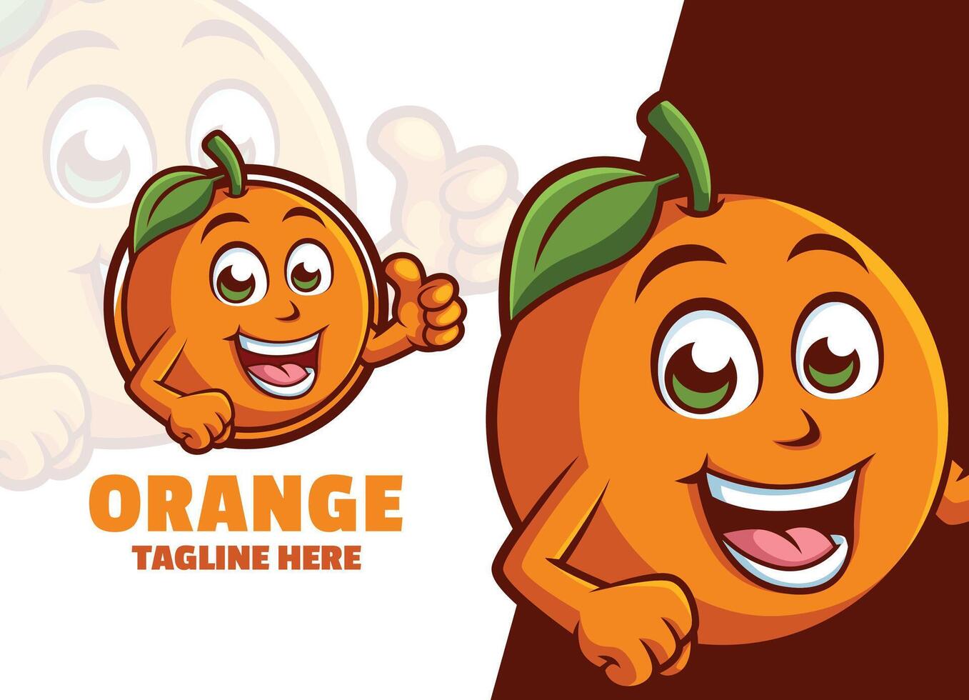Cute Orange Cartoon character mascot logo Giving Thumb up vector illustration