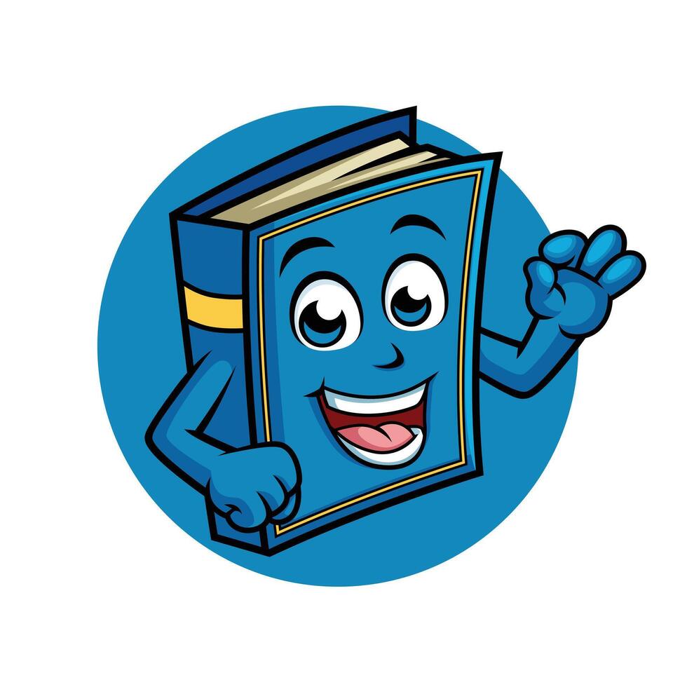 Book Cartoon Character Showing Ok Sign Happy Mascot Vector illustration Clipart