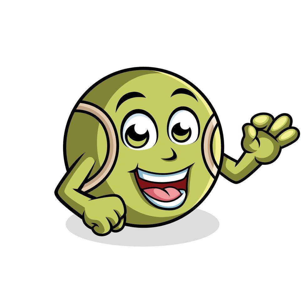 Cricket Ball Cartoon Character Showing Ok Sign Happy Mascot Vector illustration Clipart