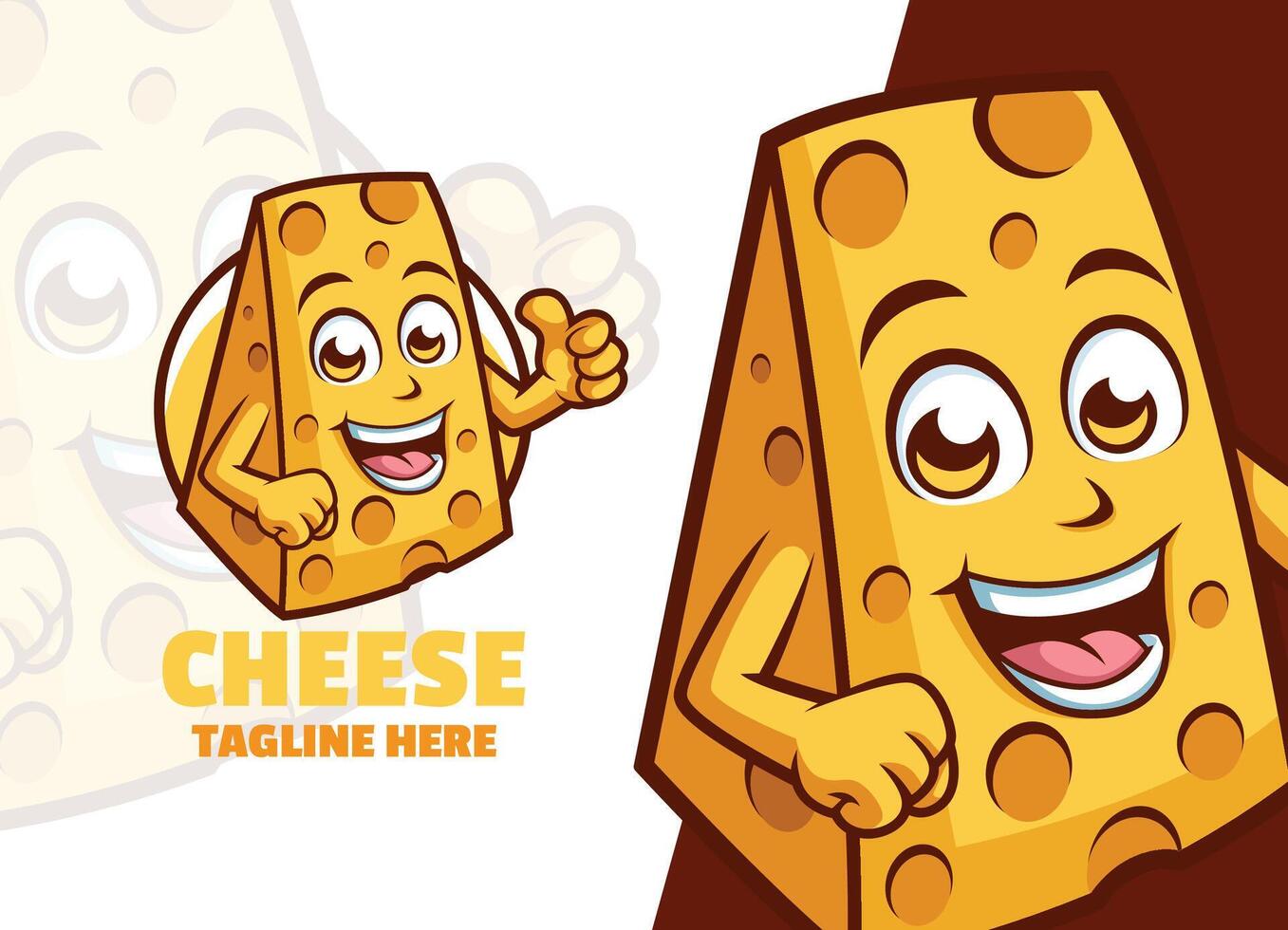 Cute Cheese Cartoon character mascot logo Giving Thumb up vector illustration