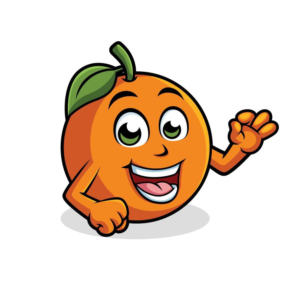 Orange Cartoon Character Showing Ok Sign Happy Mascot Vector illustration Clipart