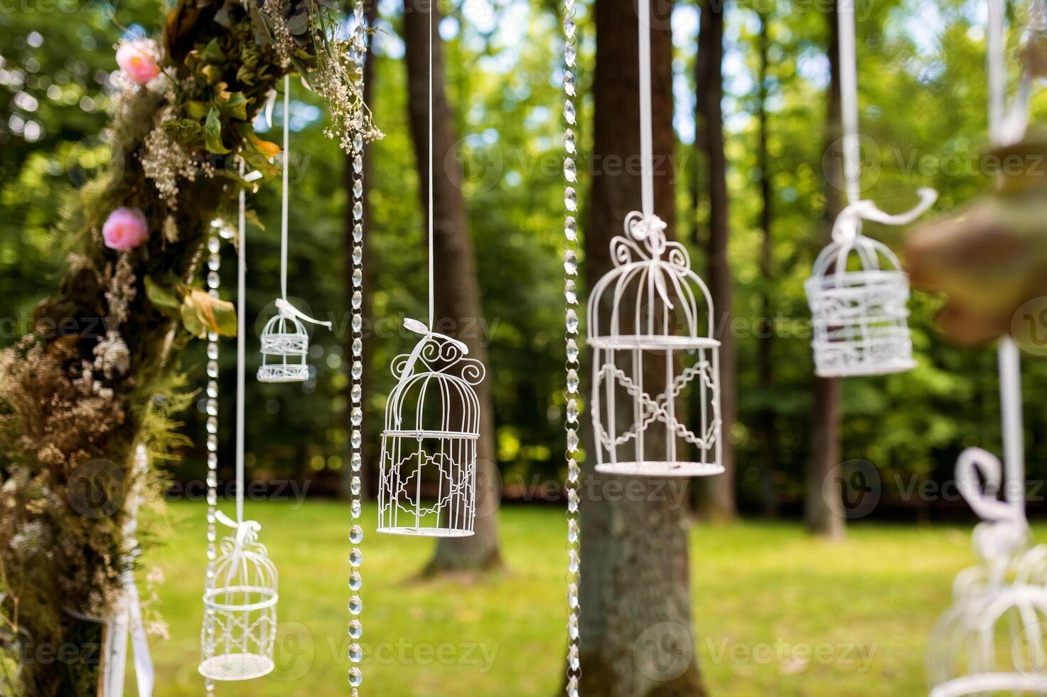 Wedding decorations. Floristics. In the open air photo