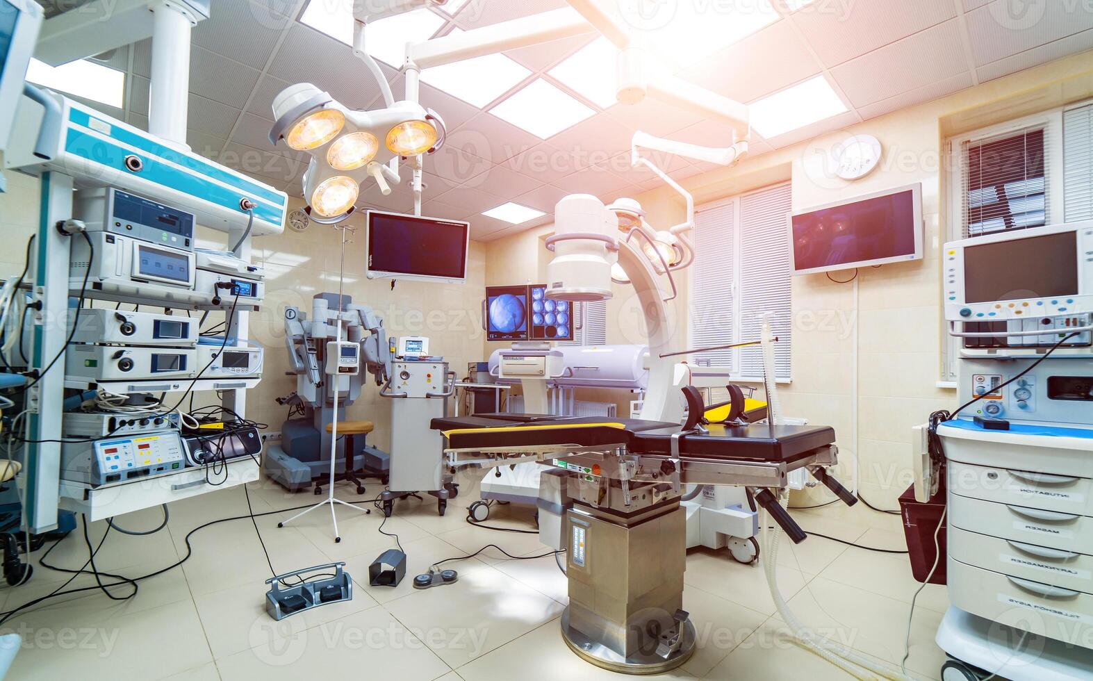 Modern clinic interior showing medical devices and equipment setup