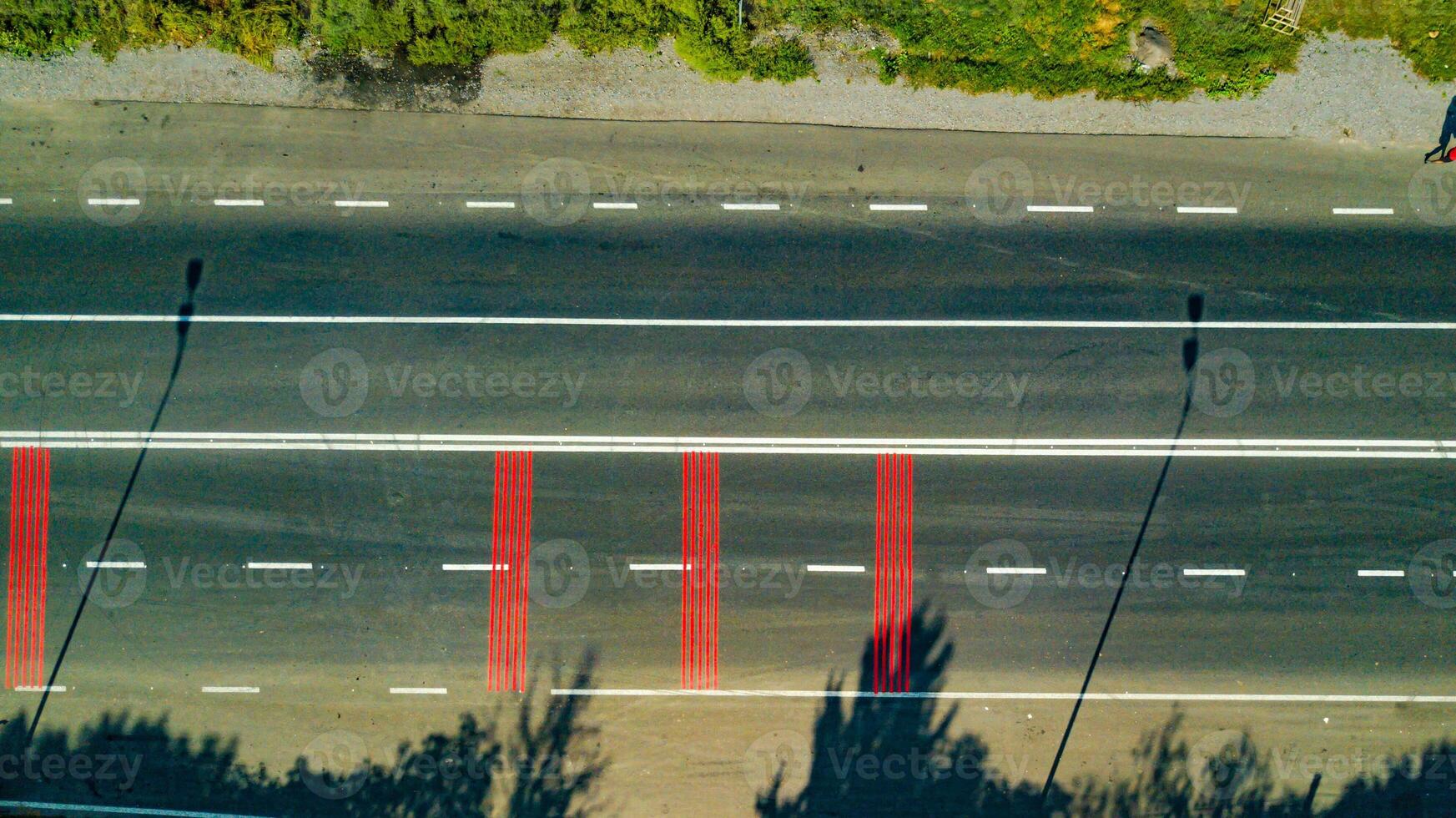 highway with road markings from a height. Close-up photo