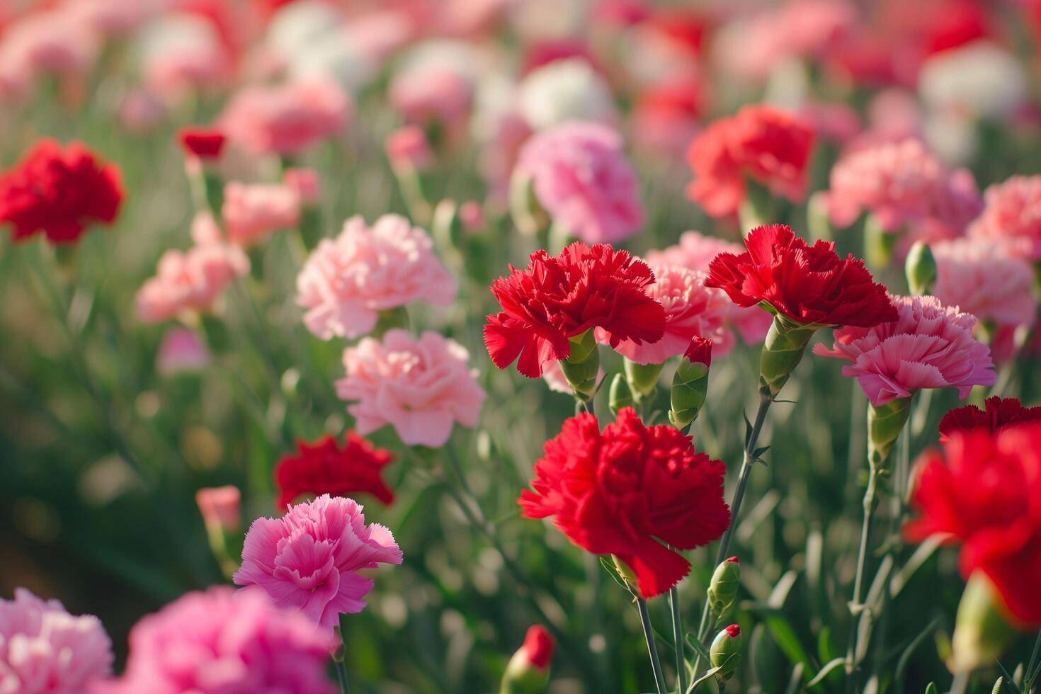 AI generated Sunlit Carnation Garden in Bloom photo