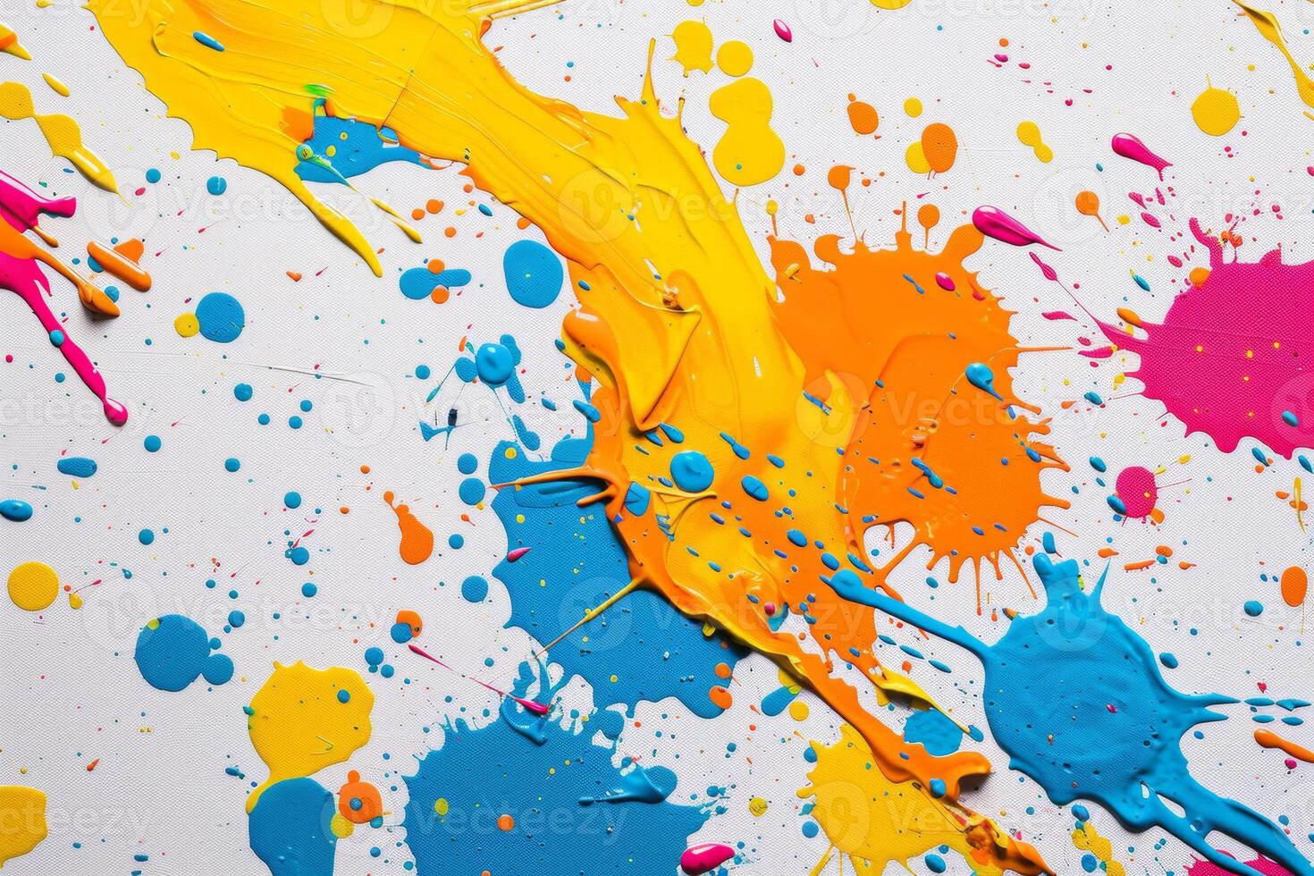 AI generated Vibrant Abstract Paint Splatter on Canvas photo