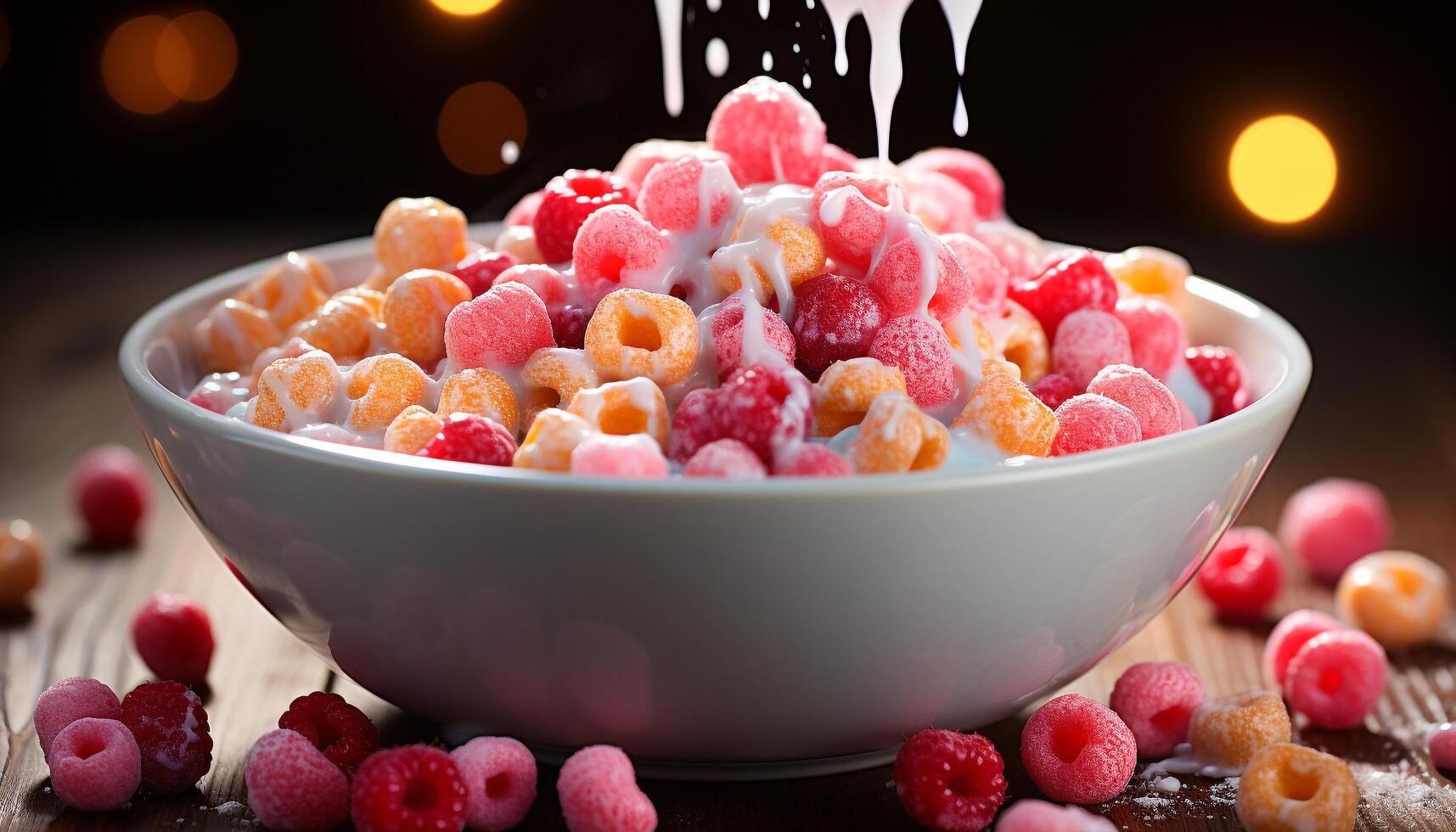 AI generated Freshness and indulgence in a bowl of gourmet berry dessert generated by AI photo