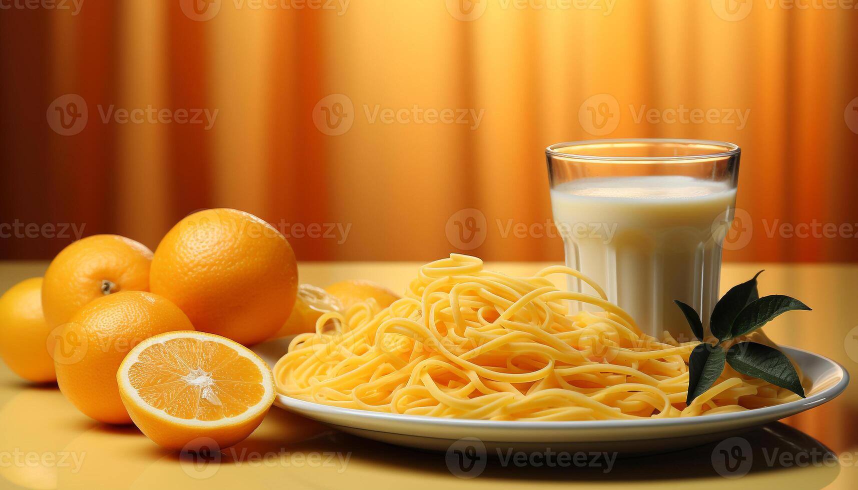 ai generado frescura y sano comiendo en un mesa, pasta comida y bebida generado por ai foto