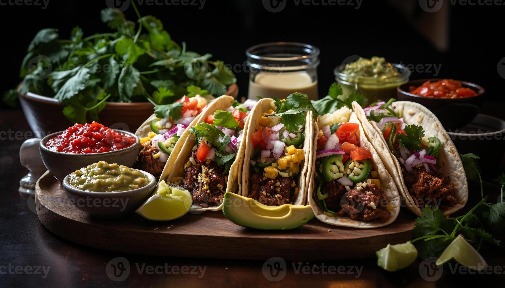 AI generated Fresh guacamole on a tortilla, a Mexican snack ready to eat generated by AI photo