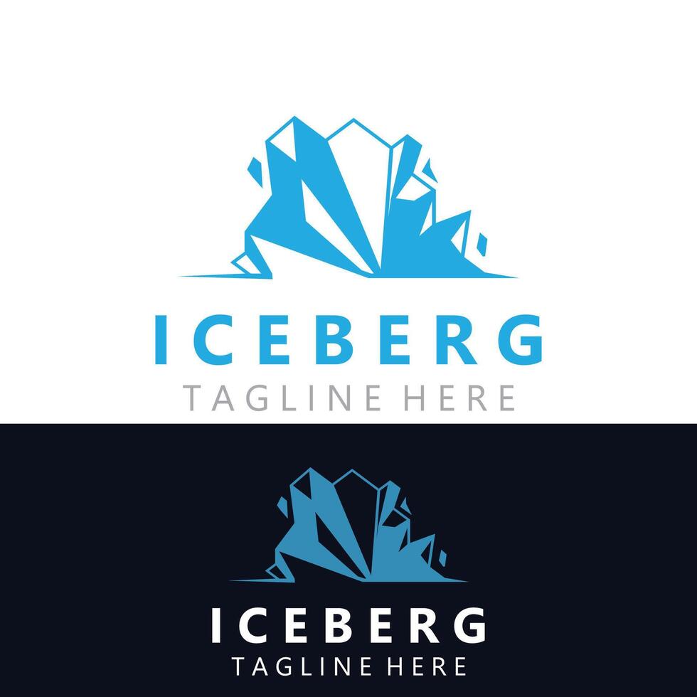 Iceberg Logo Design, simple ice mountain landscape Template vector Illustration