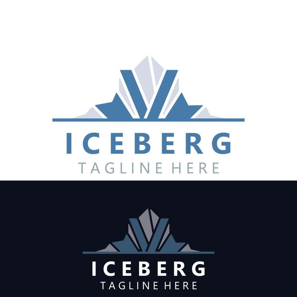 Iceberg Logo Design, simple ice mountain landscape Template vector Illustration