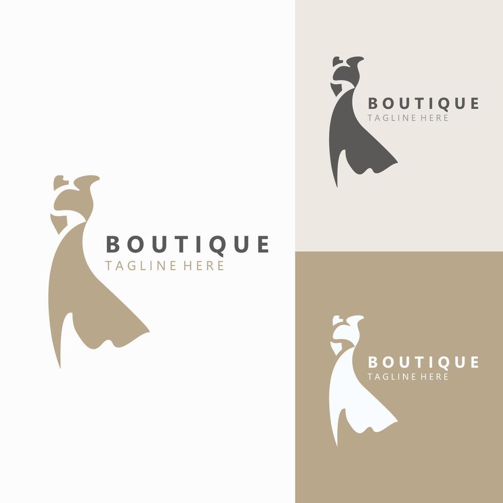 Dress woman logo design beauty fashion for boutique shop vector template