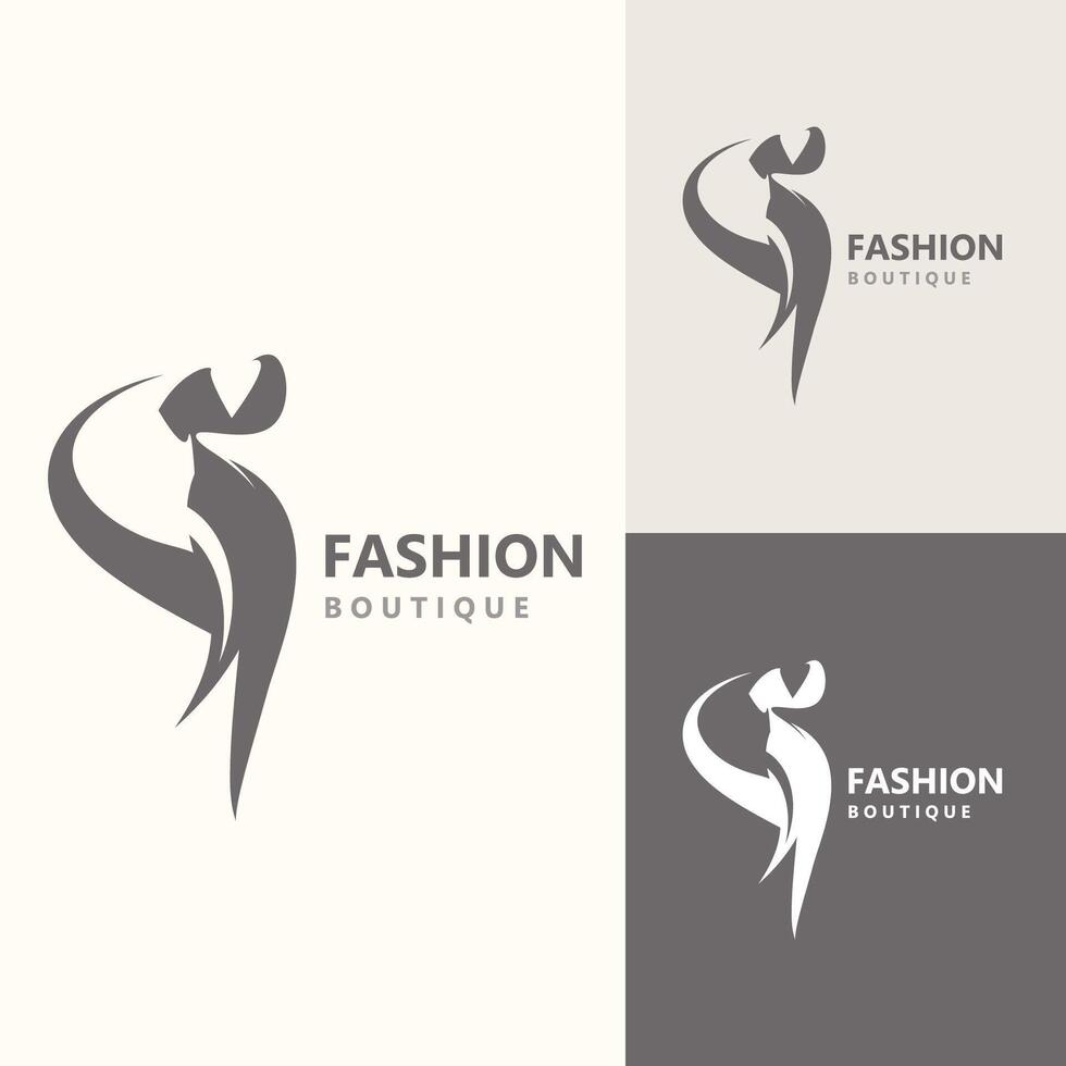 Dress woman logo design beauty fashion for boutique shop vector template