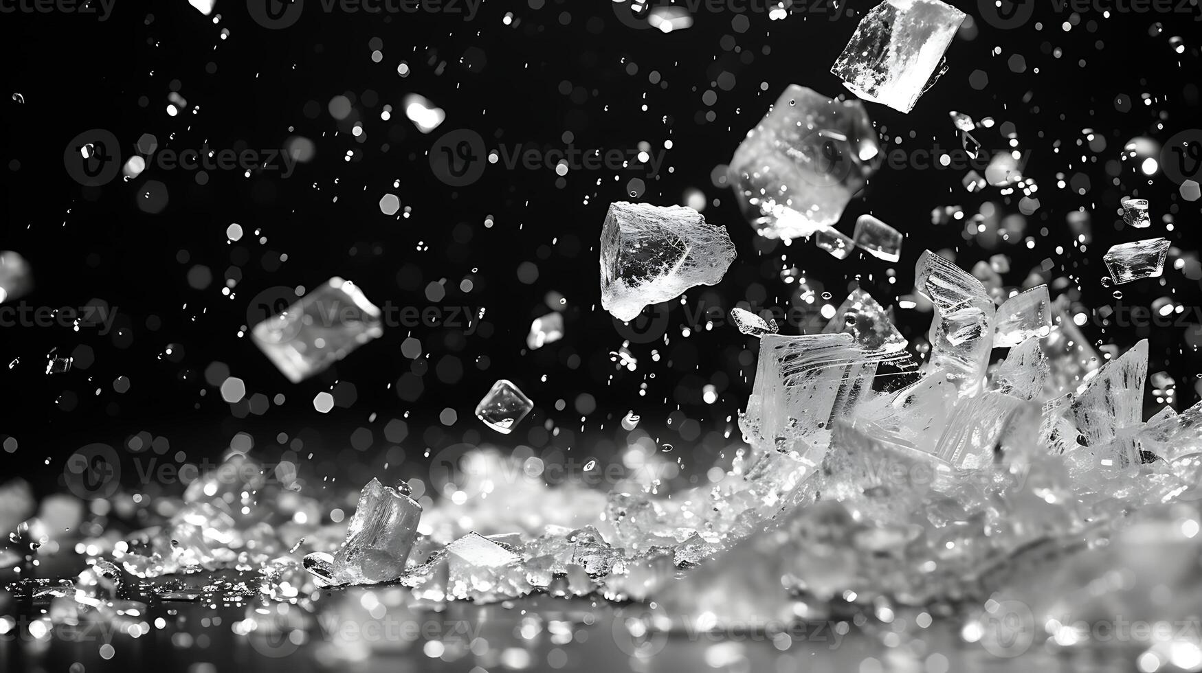 AI generated Broken glass on a black background photo