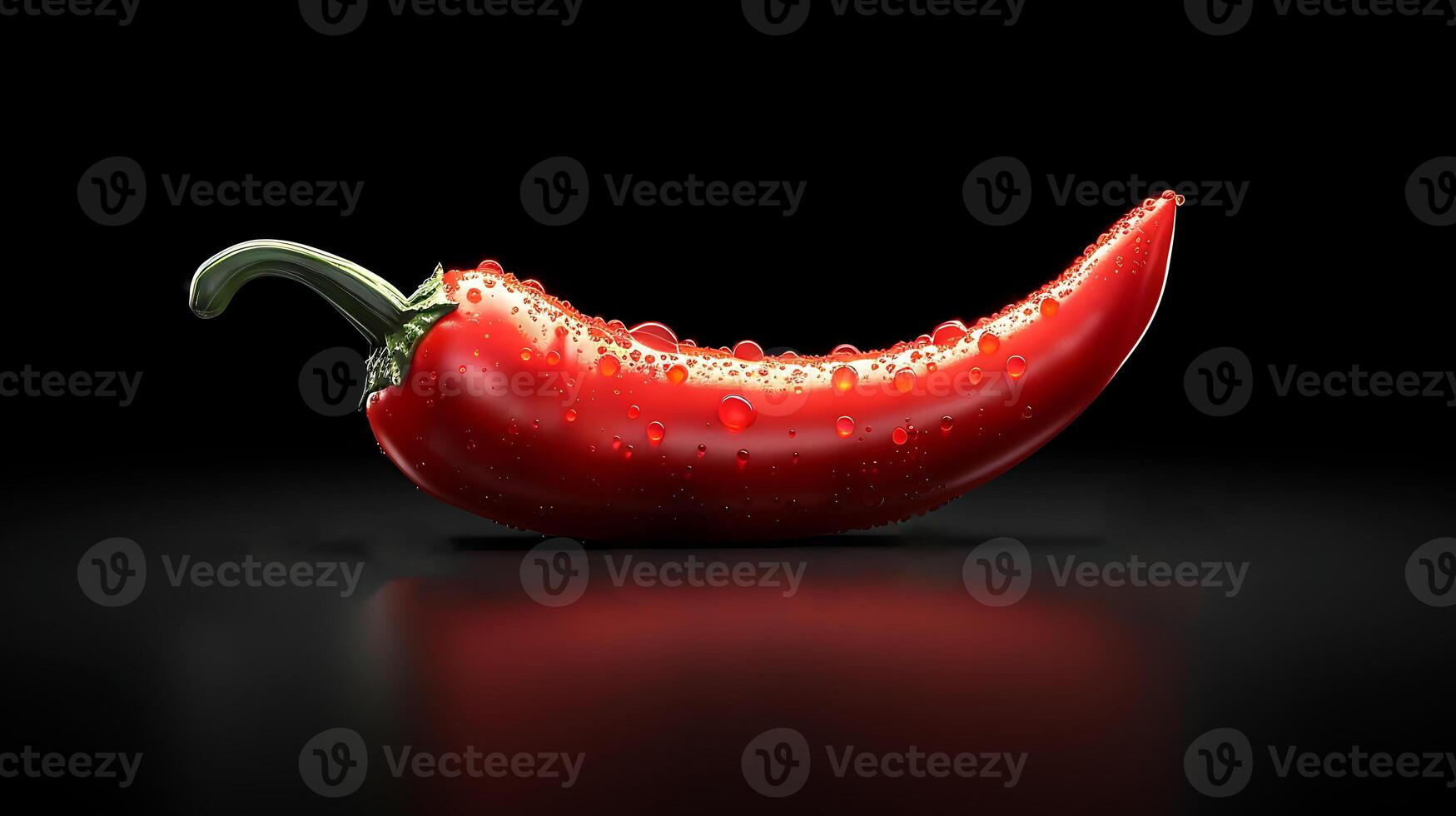 AI generated Fresh hot chili pepper on a black background photo