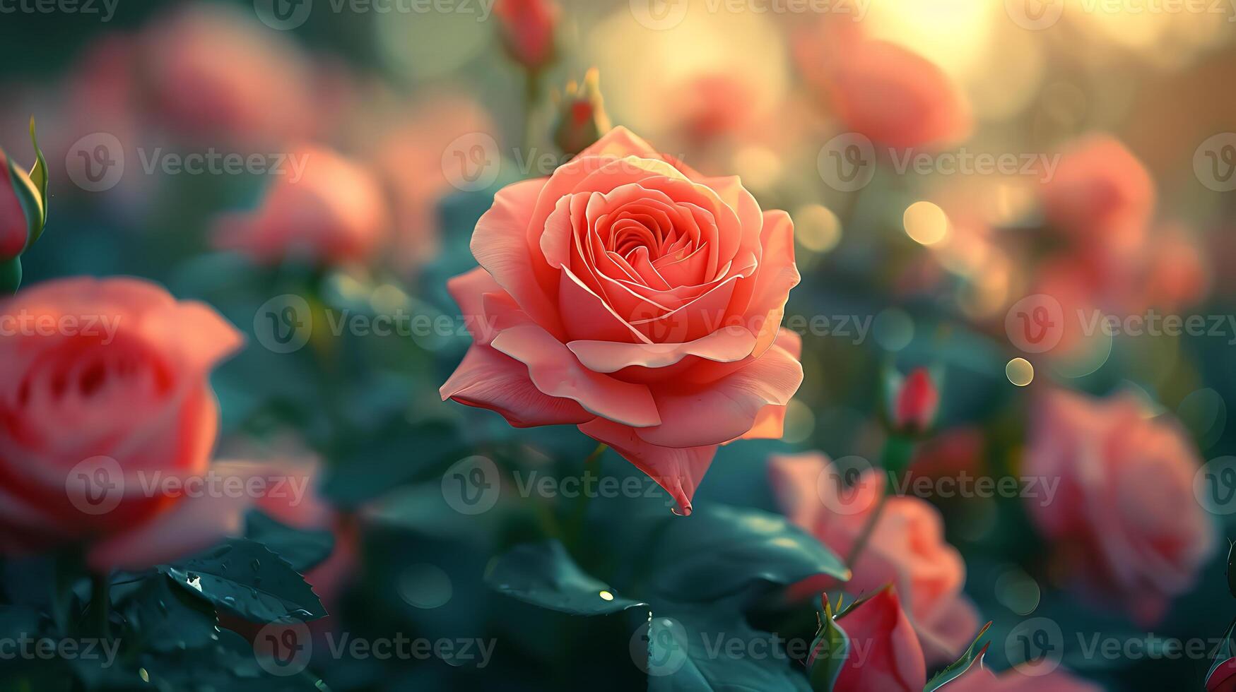 AI generated Beautiful pink rose flowers close up view photo