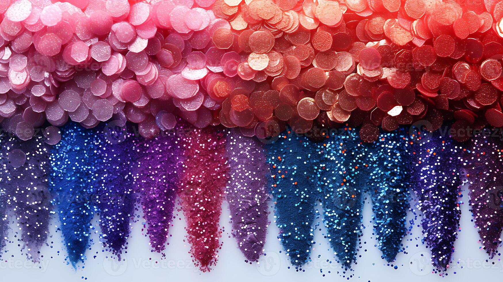 AI generated Colorful glitters on a white background photo