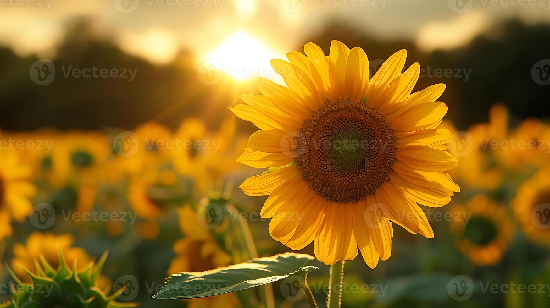 AI generated Beautiful sunflower flowers close up view photo