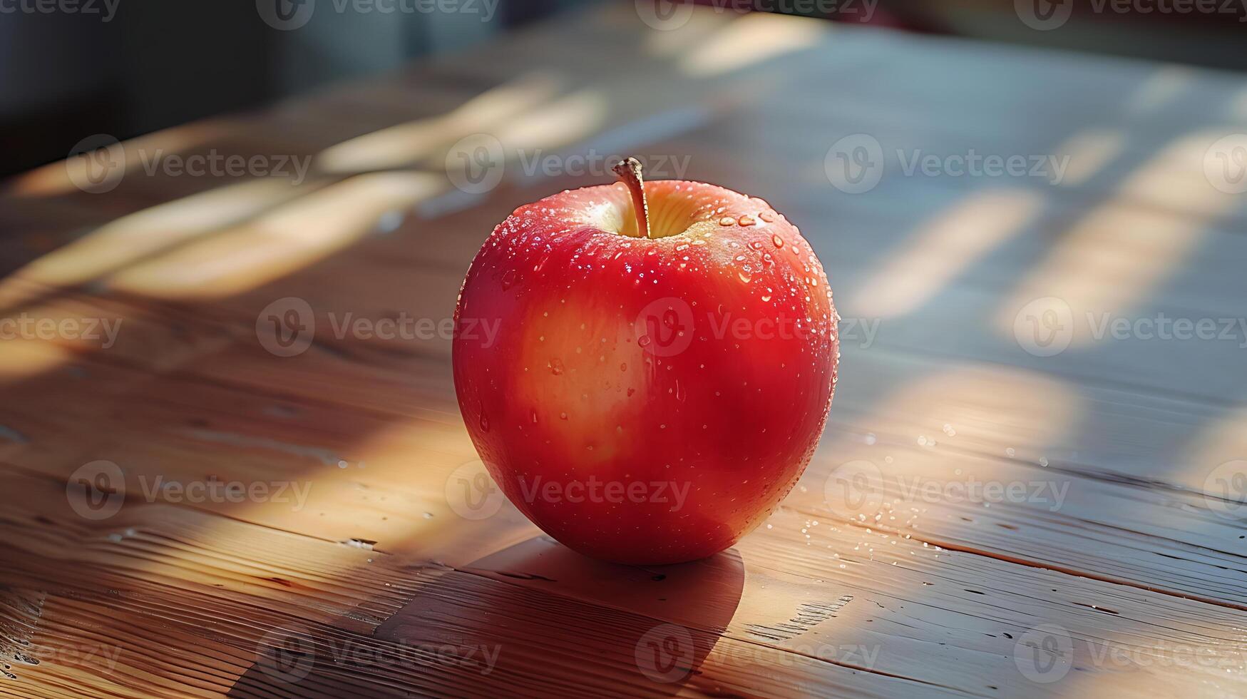 ai generado Fresco manzana en un de madera mesa foto