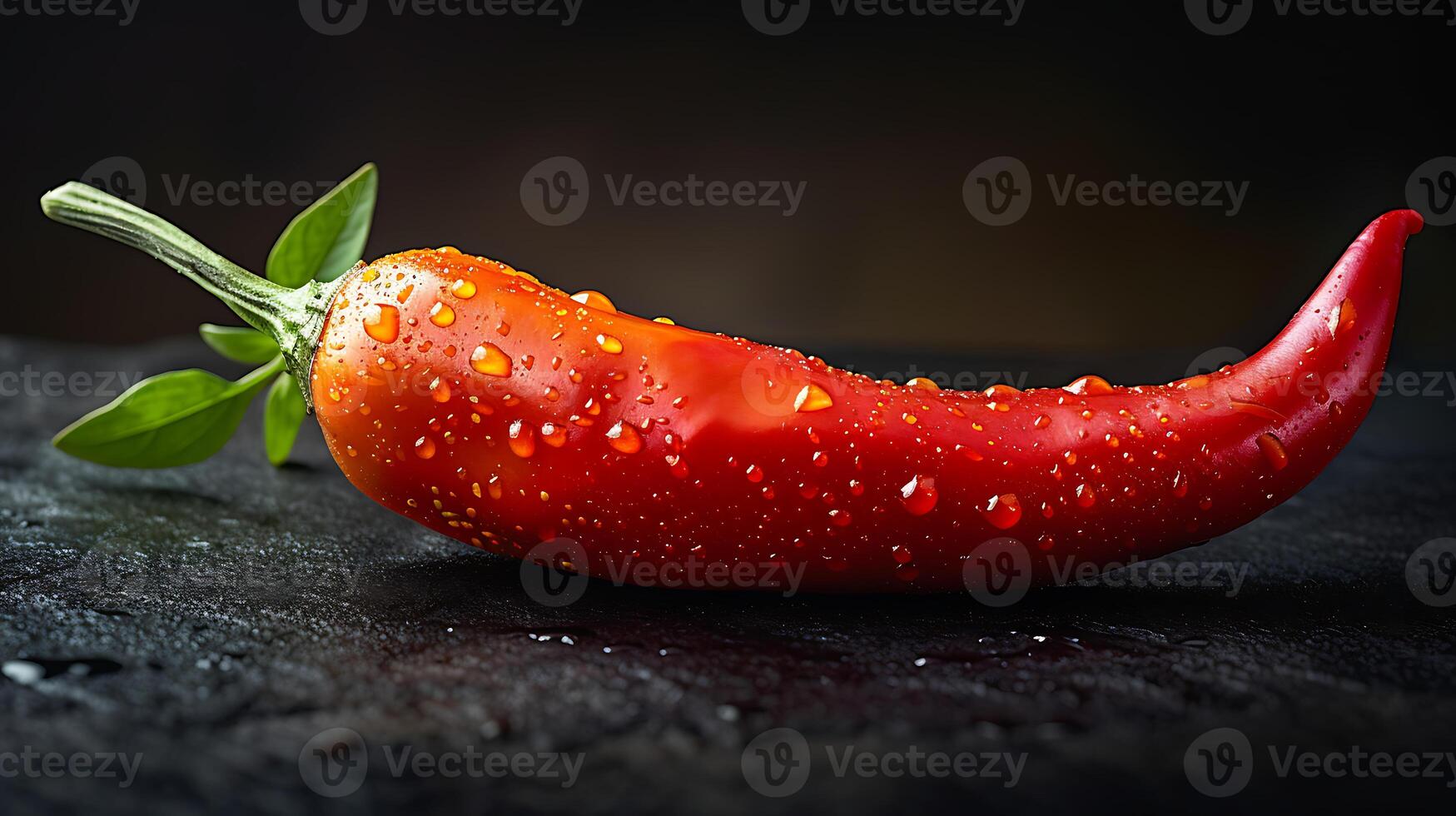 AI generated Fresh hot chili pepper on a black background photo