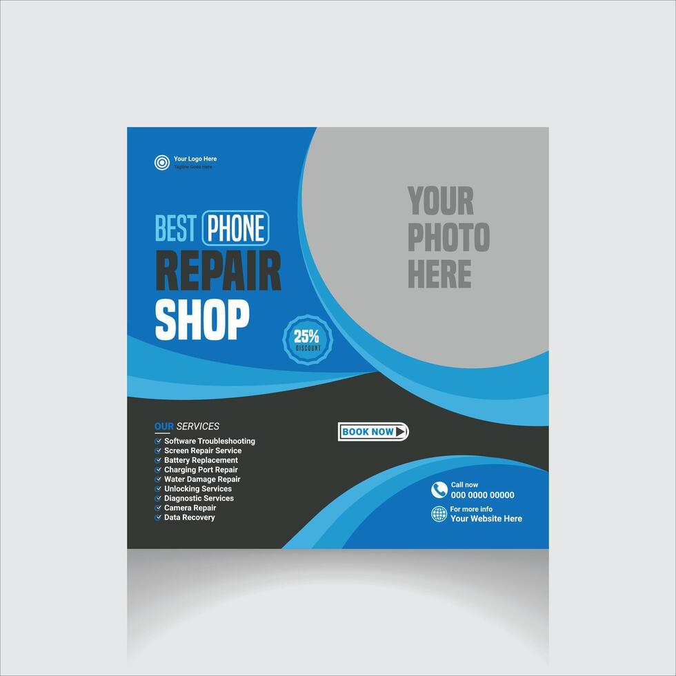 phone repair social media post vector