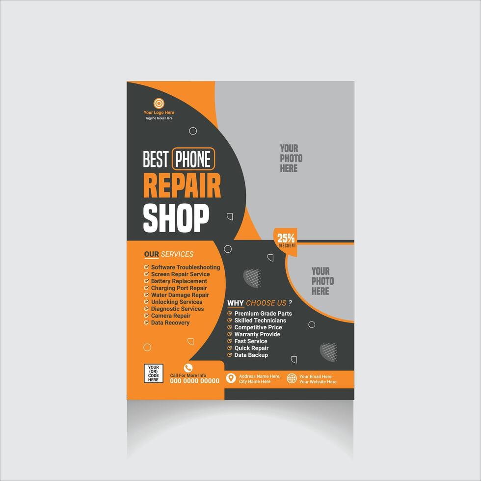 phone repair flyer vector