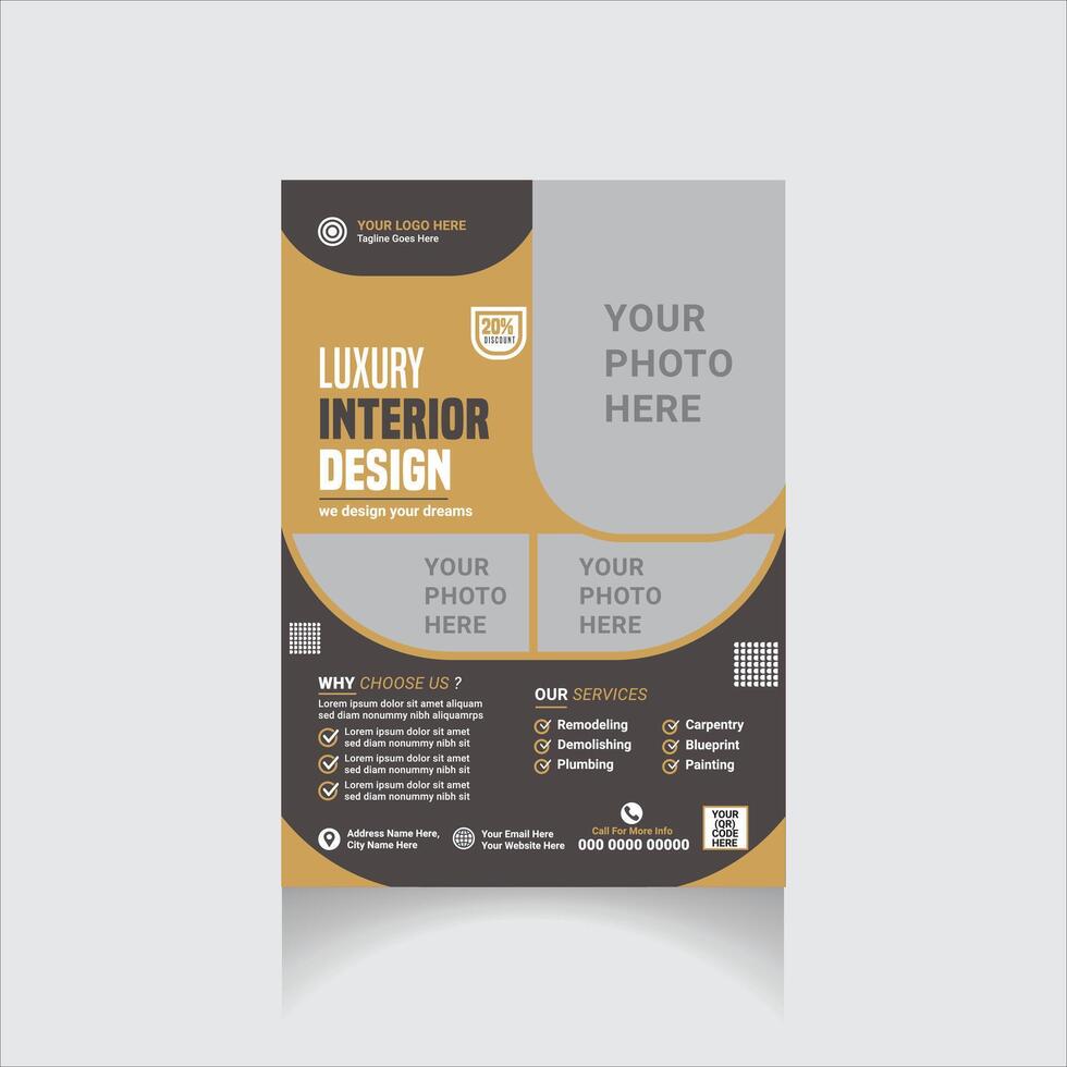 Luxury interior design flyer vector