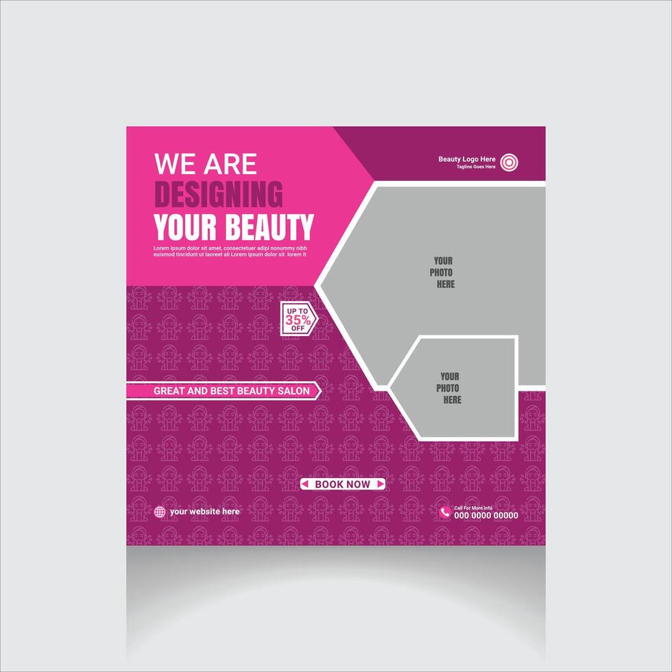 Beauty social media post template vector