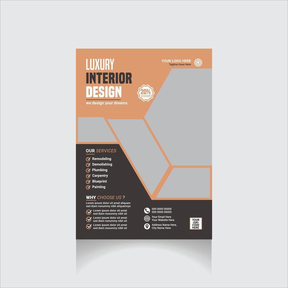 Luxury interior design flyer vector